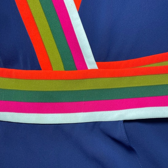 Tory Burch Peggy Wrap Dress Short Sleeve Navy Blue Stretch V-neck Womens Size 0 - Picture 14 of 16